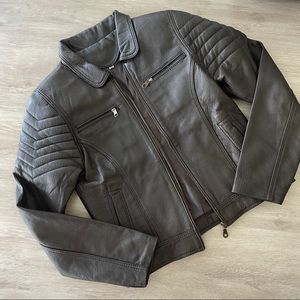 Genuine leather - chocolate brown moto jacket
